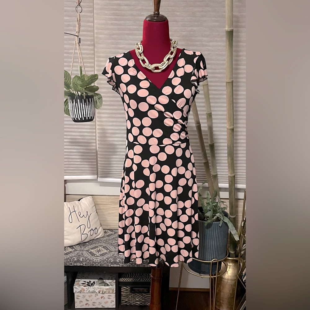 Speechless Women’s Black w/ Pink Polka Dot Wrap Dress (M)